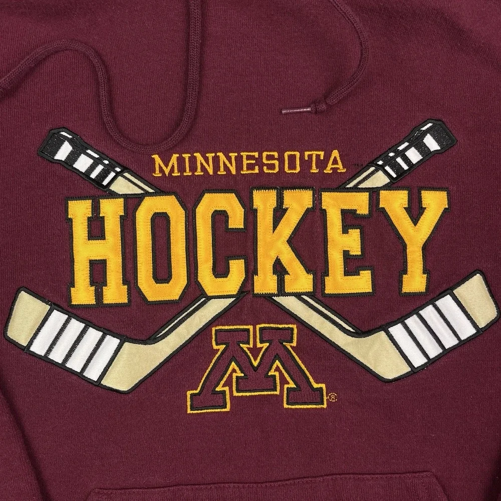 Vintage Minnesota Gophers Hockey Sweatshirt Russell Athletic Maroon Hoodie Small - Picture 2 of 7